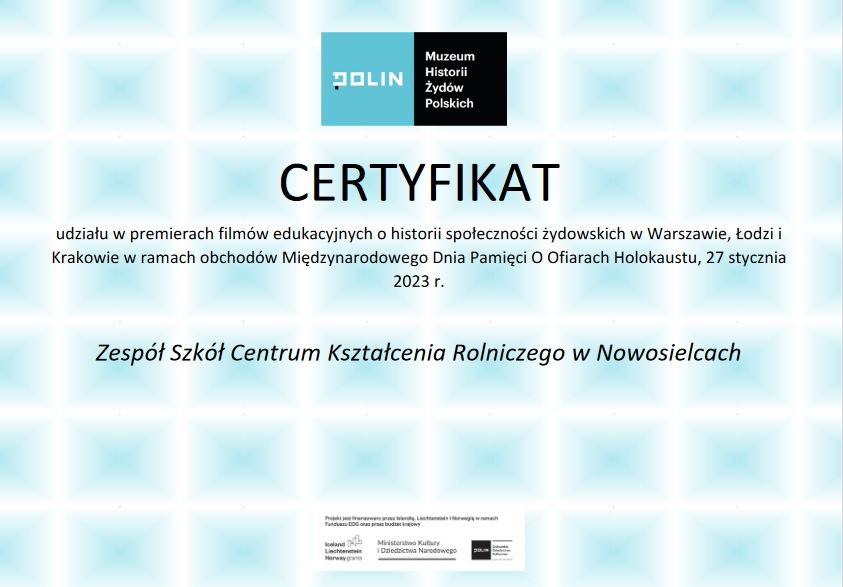 Certyfikat udziału w premierach filmowych - zdjęcie